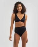 Kaiami Women's Rubi Rib High Waisted Bikini Bottom in Black | Size 16