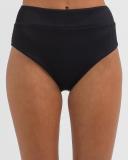 Kaiami Women's Rubi Rib High Waisted Bikini Bottom in Black | Size 16