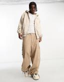 Karl Kani Small Signature Essential Zip Through Hoodie in Light beige-Neutral