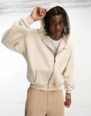 Karl Kani Small Signature Essential Zip Through Hoodie in Light beige-Neutral