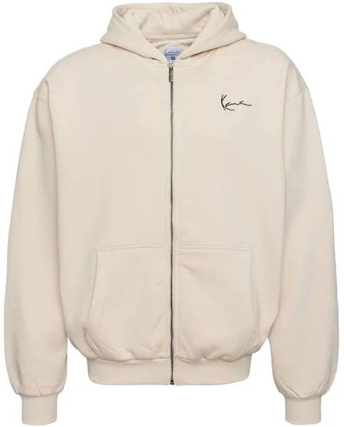 Karl Kani Small Signature Essential Zip Through Hoodie in Light beige-Neutral