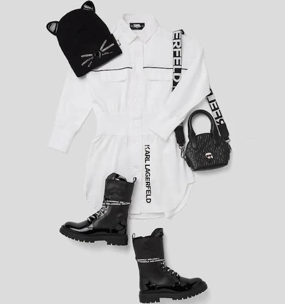 Karl Lagerfeld Kids Girls Teen White Logo Shirt Dress