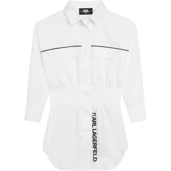 Karl Lagerfeld Kids Girls White Cotton Shirt Dress