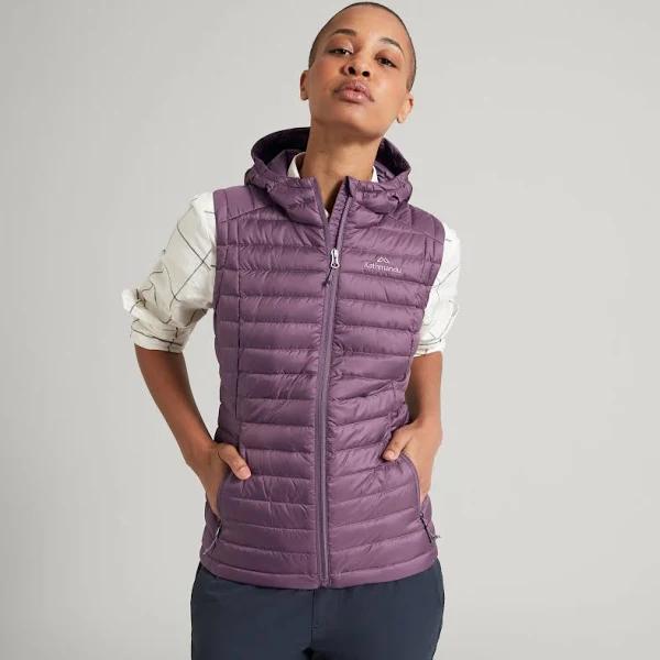 Kathmandu Heli Women's 600 Fill Hooded Lightweight Down Vest | Purple Puffer Vest - 6