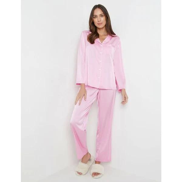 Katies Button Front Satin PJ Set