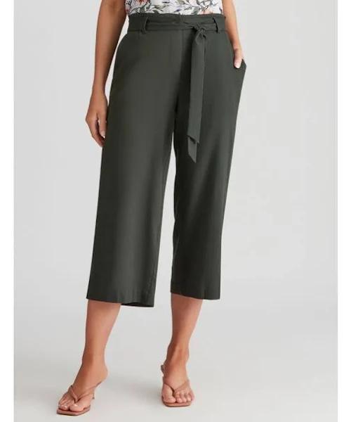 Katies Linen Blend Belted Crop Pants