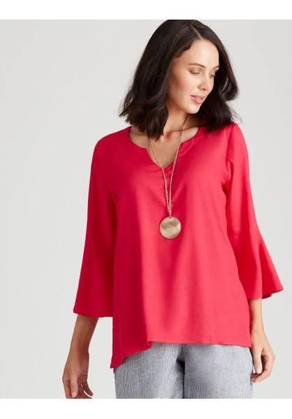 Katies Linen Blend V Neck Top