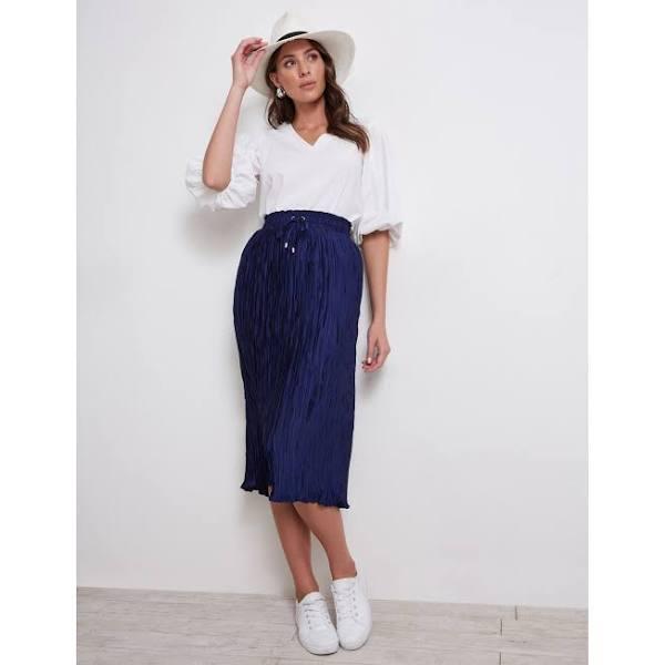 Katies Midi Pleated Skirt - Dark Navy - Womens - Size 14 - Ezibuy