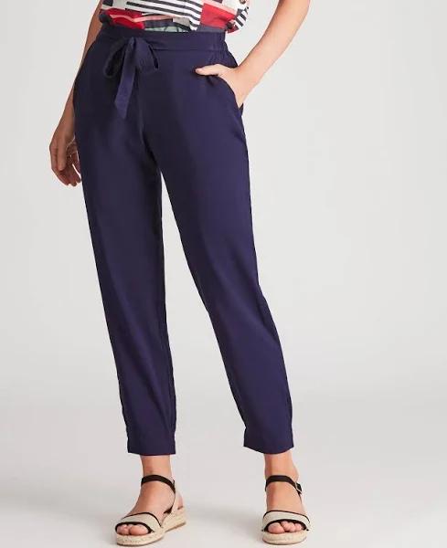 Katies Woven Tie Waist Ankle Pants