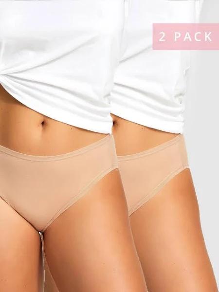 Kayser 2 Pack Pure Cotton High Cut Brief, 12 / 2pack-Nude