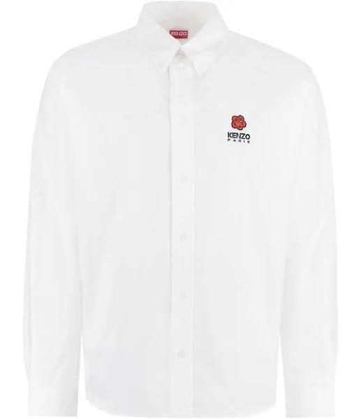 KENZO 'Boke Flower' Crest Casual Shirt White Mens - Size 42
