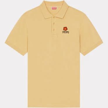 KENZO 'Boke Flower Crest' Embroidered Polo Shirt Camel Mens - Size XS
