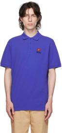 KENZO 'Boke Flower Crest' Embroidered Polo Shirt Royal Blue Mens - Size L