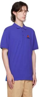 KENZO 'Boke Flower Crest' Embroidered Polo Shirt Royal Blue Mens - Size L