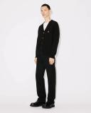 KENZO 'Boke Flower Crest' Embroidered Woollen Cardigan Black Mens - Size M