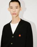 KENZO 'Boke Flower Crest' Embroidered Woollen Cardigan Black Mens - Size M