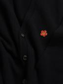 KENZO 'Boke Flower Crest' Embroidered Woollen Cardigan Black Mens - Size M