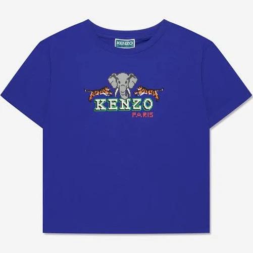 KENZO Kids Teen Boys Blue Cotton Jungle Animals T-Shirt