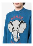 KENZO Pixel Elephant Intarsia-Knit Wool-Knit Jumper - XL