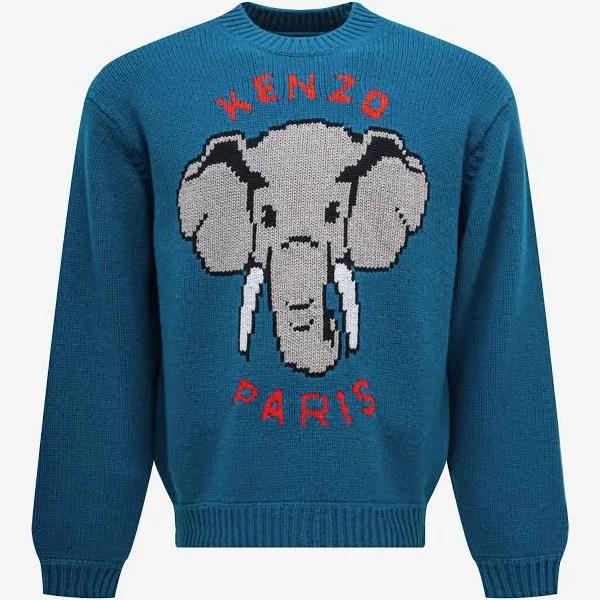 KENZO Pixel Elephant Intarsia-Knit Wool-Knit Jumper - XL
