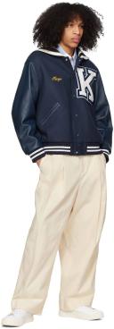 KENZO Sailor Wool and Faux Leather Varsity Jacket - XL