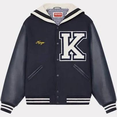 KENZO Sailor Wool and Faux Leather Varsity Jacket - XL