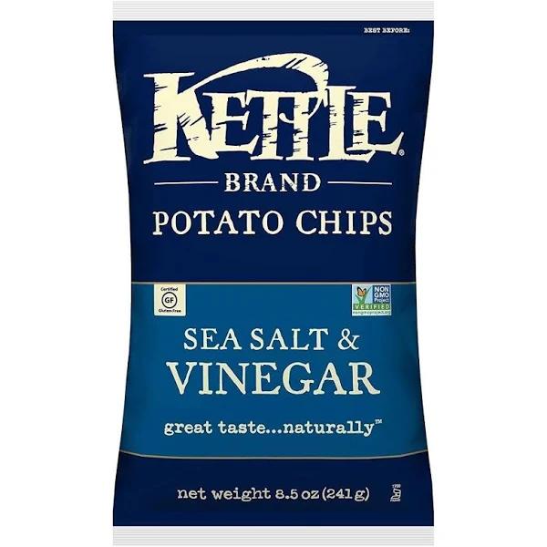 Kettle Brand Potato Chips, Sea Salt and Vinegar, 8.5 Ounce Bags (Pack of 12)