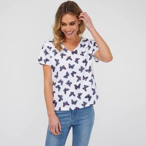 Khoko Basics Women's Vee Neck Cotton Print Tee