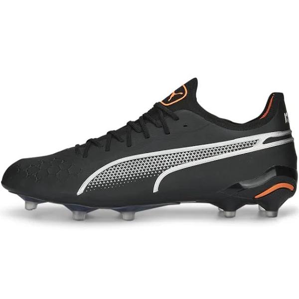 King Ultimate FG/AG Unisex Football Boots in Black/Silver/Ultra Orange, Size 12 by Puma