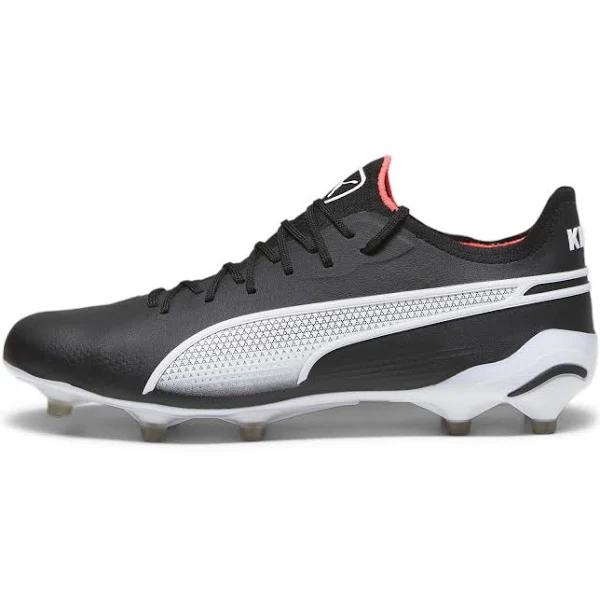 King Ultimate FG/AG Unisex Football Boots in Black/white/fire Orchid, Size 13 by Puma