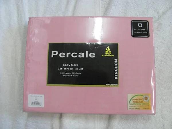Kingdom Percale 225 Thread Count Fitted Sheet Aqua King Single