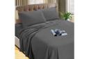 Kingtex Micro Flannelette Sheet Set 40 cm Wall Charcoal Double