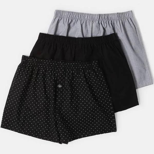 Kmart 3 Pack Alpha Classic Woven Boxers-Black Dotm