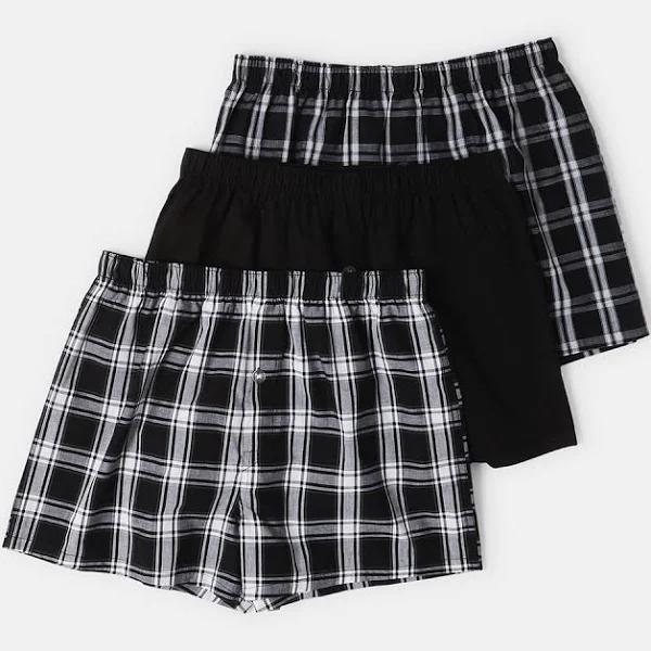 Kmart 3 Pack Alpha Classic Woven Boxers-Blkchkpk Size: 3XL
