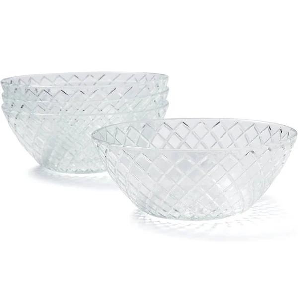 Kmart 4 Pack Clear Embossed Glass Bowls