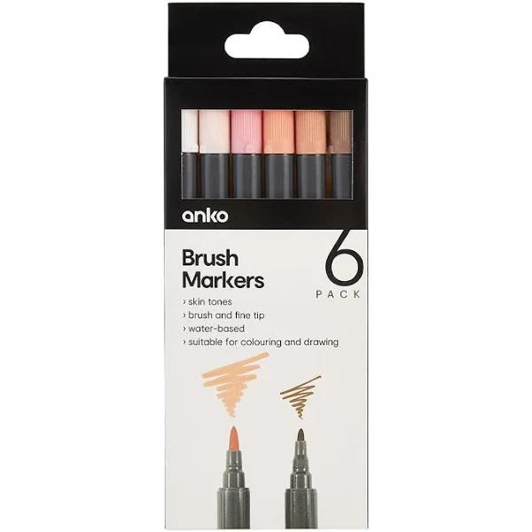 Kmart 6 Pack Brush Markers-Skin Tones