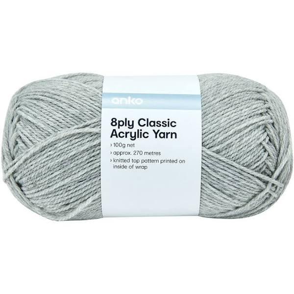 Kmart 8 Ply Classic Acrylic Yarn in Grey Marle