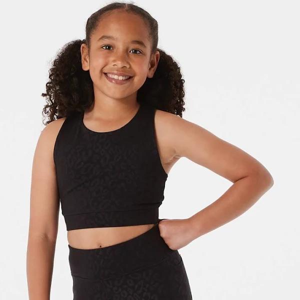 Kmart Active Kids Embossed Crop Top-Black Size: 8