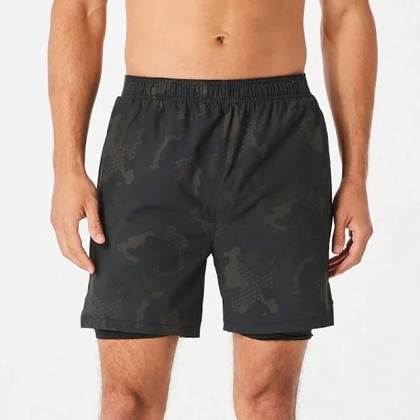Kmart Active Mens Dual Layer Shorts-CamoL