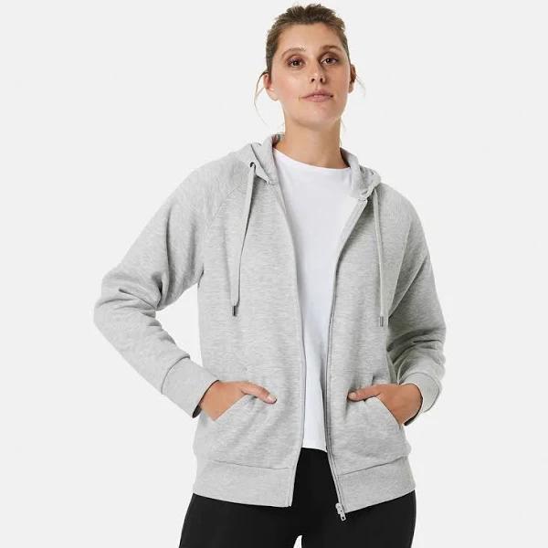 Kmart Active Womens Core Zip Through Hoodie-Grey Mrl Size: 18