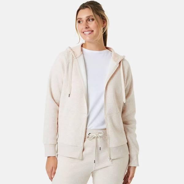 Kmart Active Womens Core Zip Through Hoodie-Oatmel Mrl Size: 12