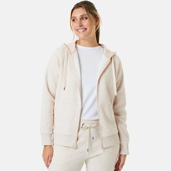 Kmart Active Womens Core Zip Through Hoodie-Oatmel Mrl Size: 8