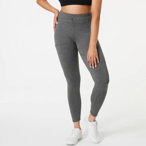 Kmart Active Womens Fleece Zip Leggings-W23 Blkmrl Size: 16