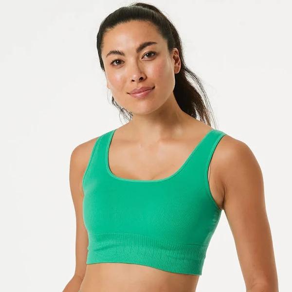 Kmart Active Womens Seamfree Square Neck Crop Top-Klly Green Size