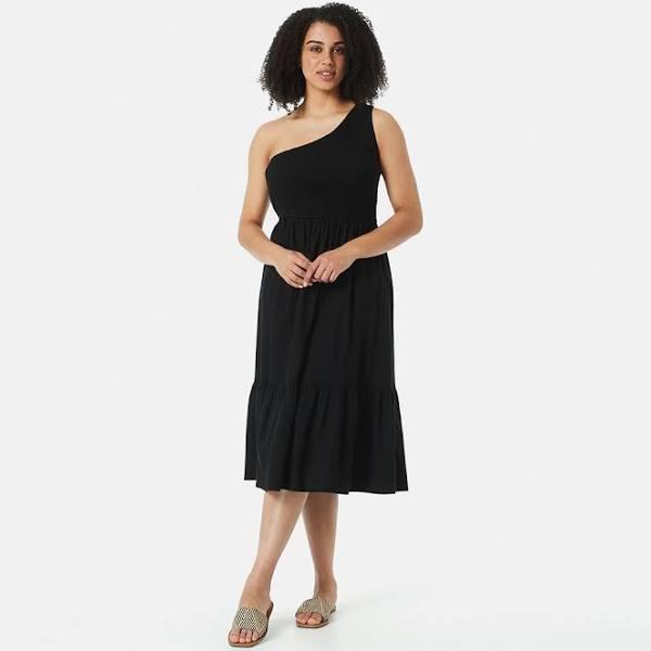 Kmart Asymmetric Shirred Bodice Midi Dress-Black Size: 18
