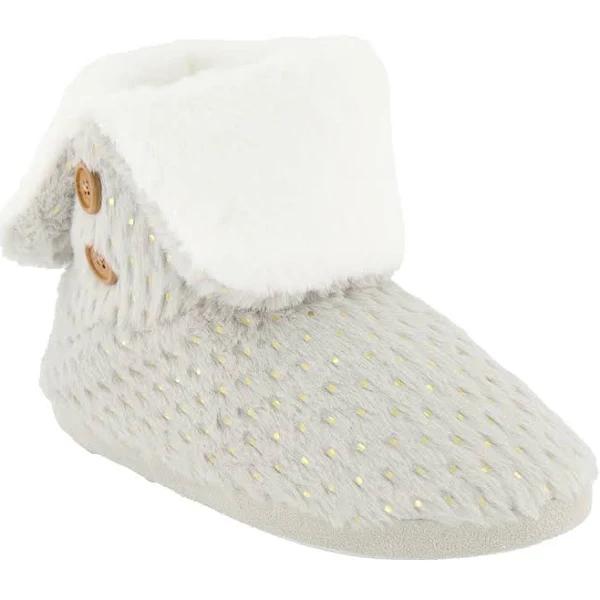 Kmart Cable Knit Hard Outsole Slipper Boots-Grey Size: 5