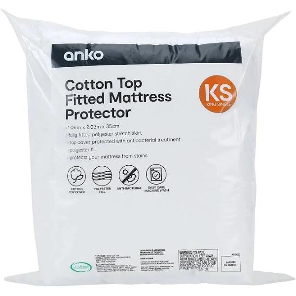 Kmart Cotton Top Fitted Mattress Protector- Size: King Single Bed