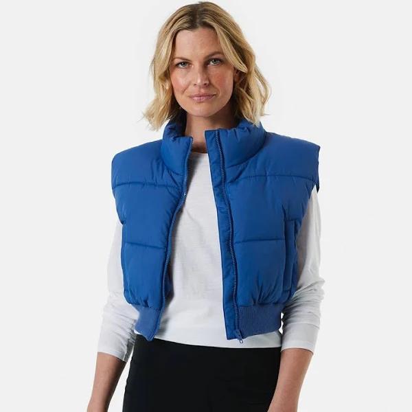 Kmart Cropped Puffer Vest-Lapis Blue Size: 14