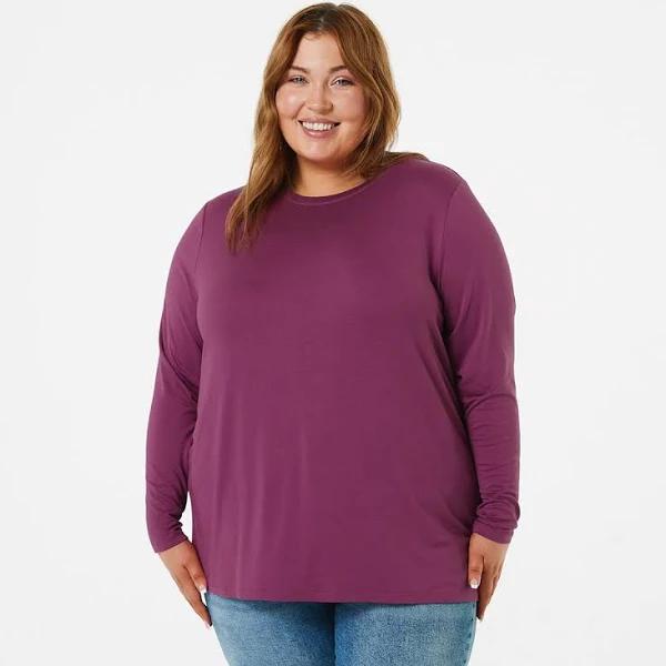 Kmart Curve Long Sleeve Swing Tunic-Jam Purple Size: 20