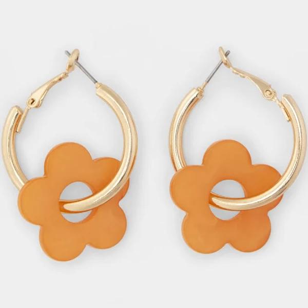 Kmart Flower Hoop Earrings-Peach and Gold Look